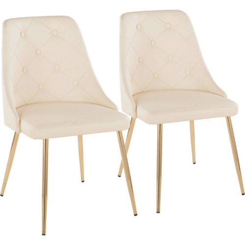 Giovanni Dining Accent Chair in Gold & Cream Leatherette (Set of 2)